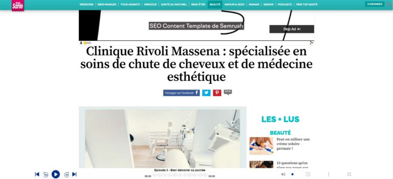 La cliique Rivoli Massena sur Top Santé en juin 2023